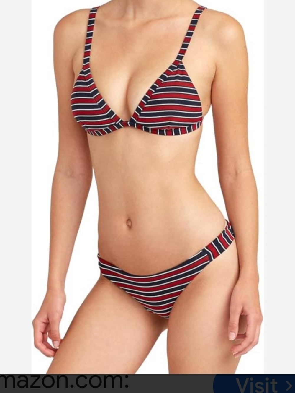 RVCA Striped Preppy Nautical Surf Bandit Bikini